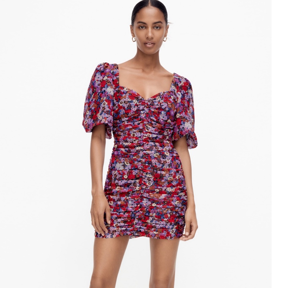 ZARA PRINTED DRESS WITH DRAPING